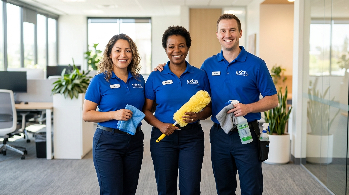KLEENCOMP commercial cleaning crew maintaining modern Delaware office workspace